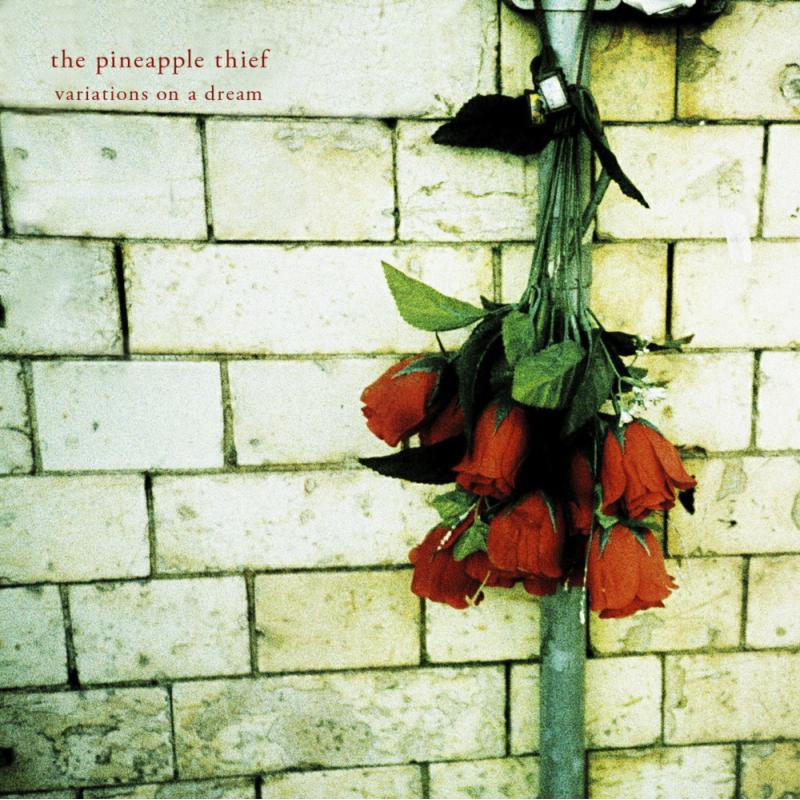 A bouquet of red roses hangs against a light-colored brick wall.