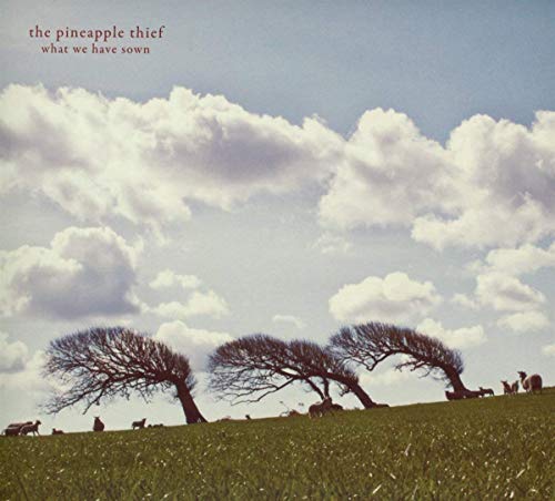 "Album cover featuring a serene landscape with bare trees and grazing animals under a cloudy sky."
