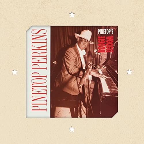 Pinetop Perkins at a piano, album cover with red and white text.