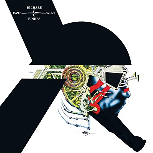 "Album cover with a black silhouette of a trumpeter and abstract colorful design inside."