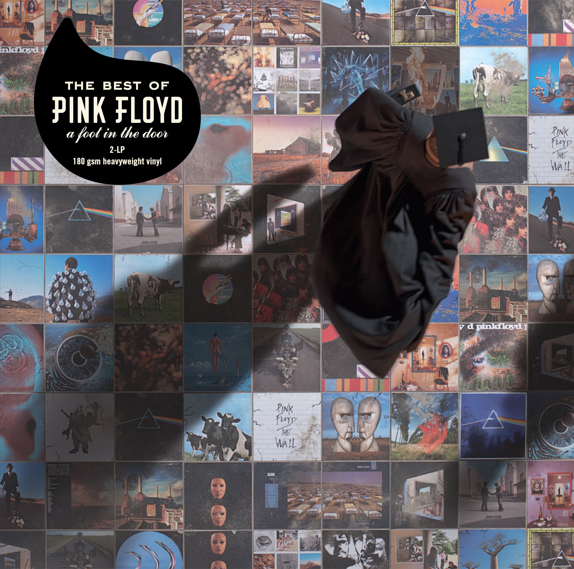 Pink Floyd album cover: collage of album art with a dark hand.