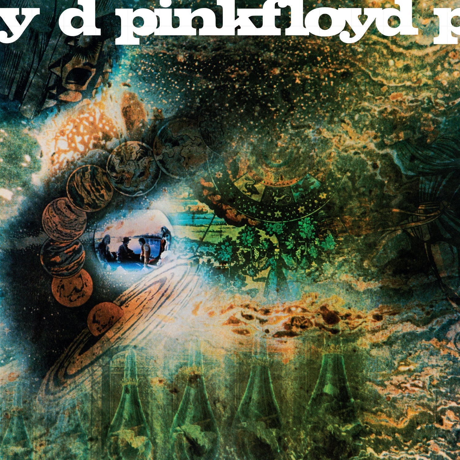 Pink Floyd album cover: swirling green and planetary imagery.