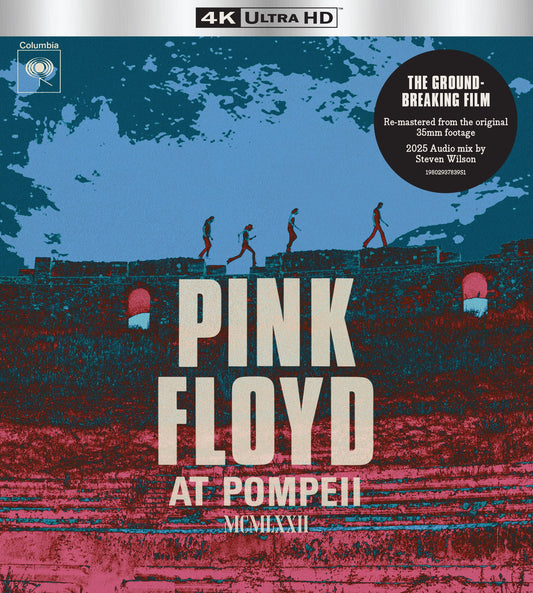 Blu-ray cover art for Pink Floyd at Pompeii featuring silhouettes against a blue sky.