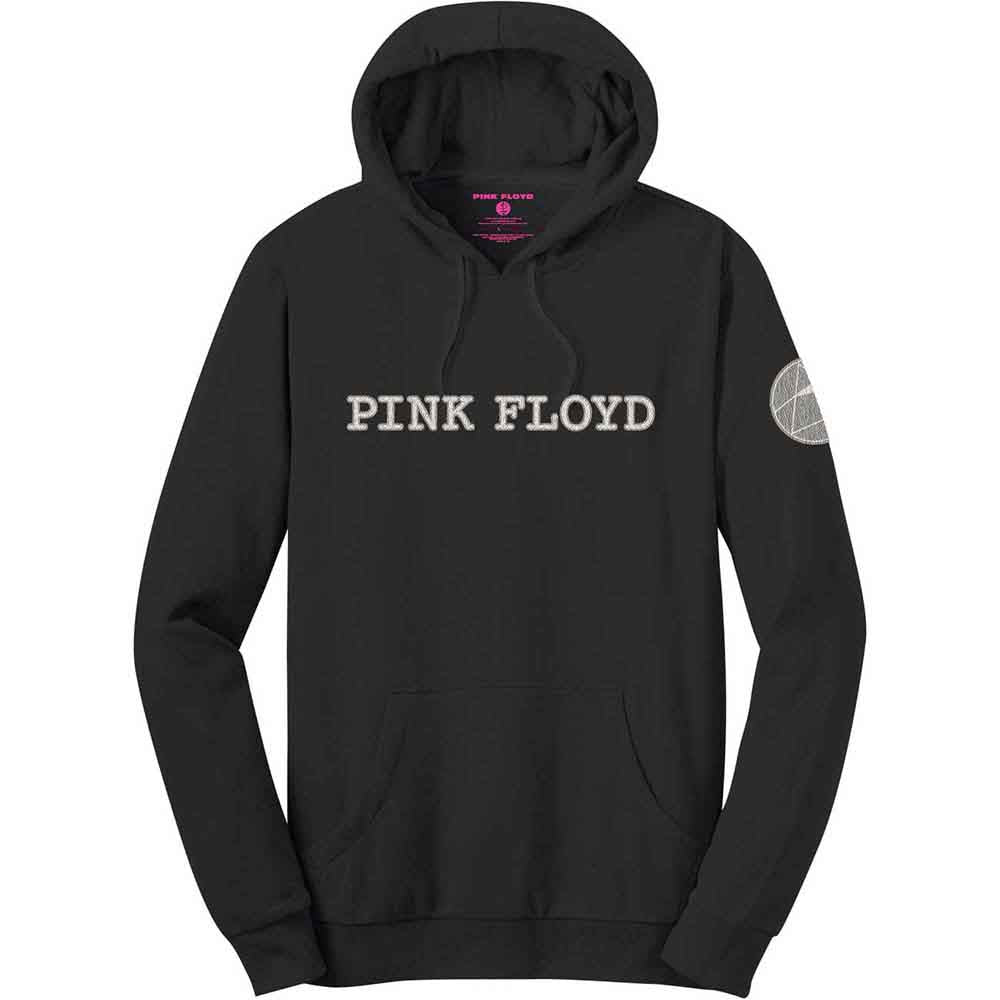 Black Pink Floyd hoodie with band logo and prism detail.