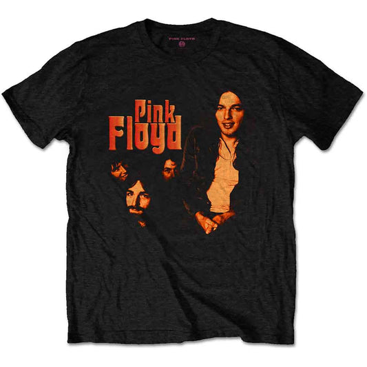 Black Pink Floyd t-shirt with portrait graphics of band members.