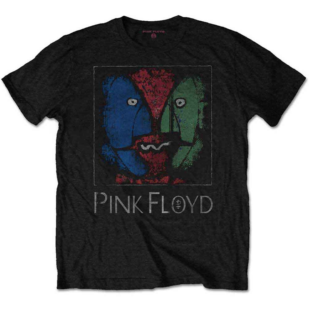 Black Pink Floyd t-shirt with colorful, fractured face graphic.