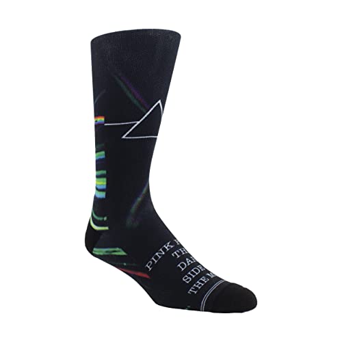 Black crew sock featuring the Pink Floyd Dark Side of the Moon prism design.