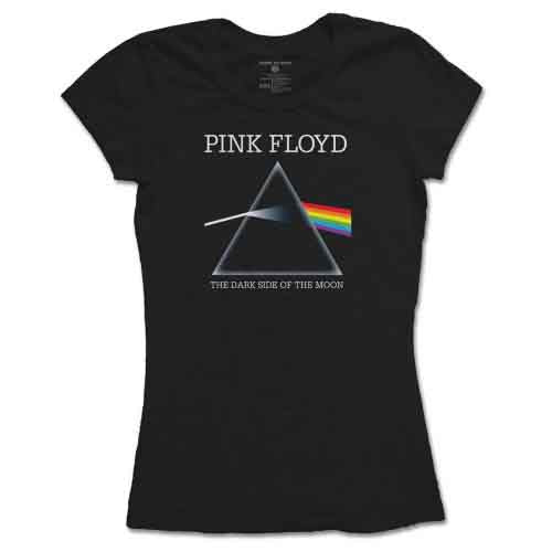 Black women's t-shirt with Pink Floyd's "Dark Side of the Moon" album art.