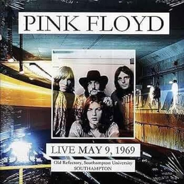 Pink Floyd vinyl record cover featuring black and white band portraits.