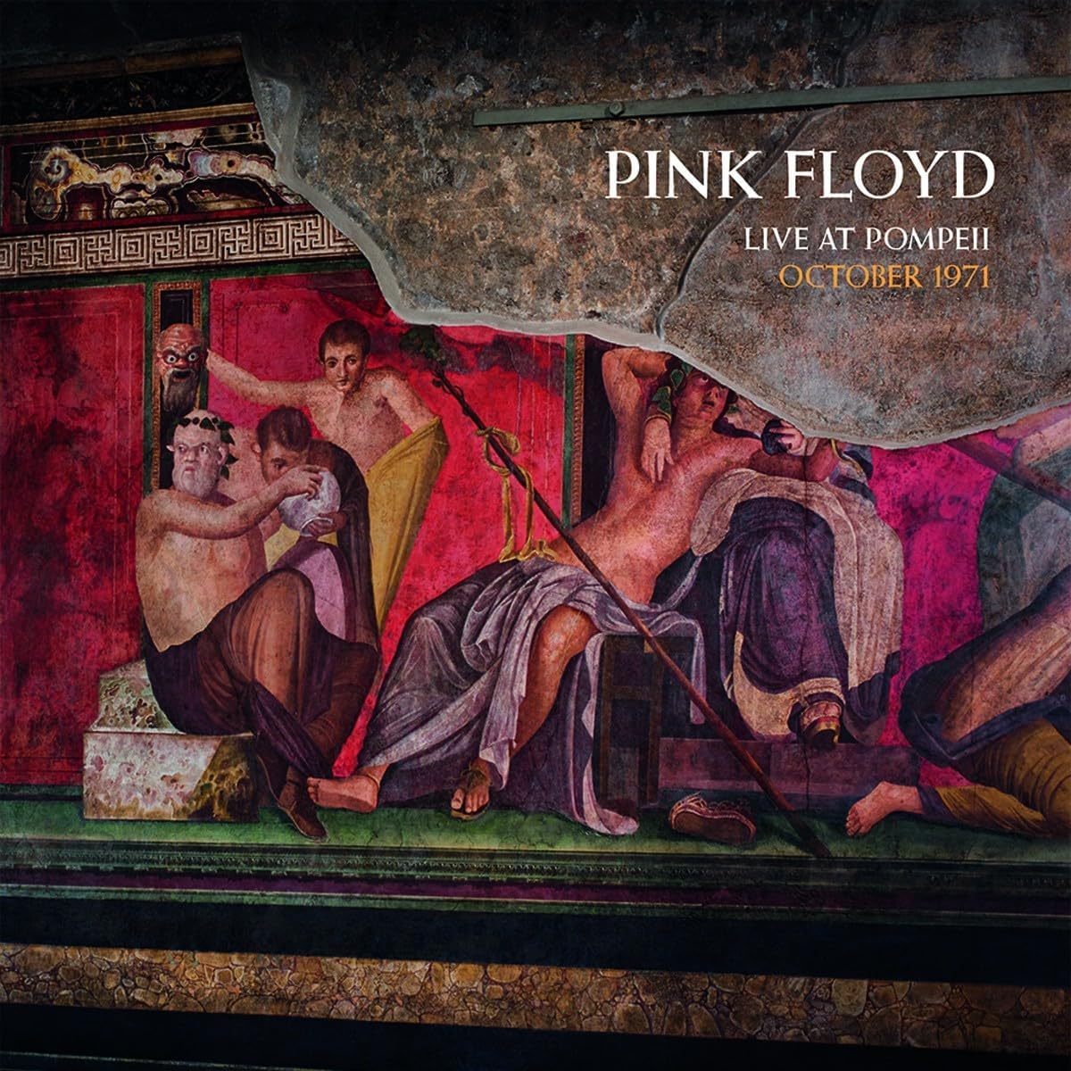 Pink Floyd “Live at Pompeii” album cover featuring ancient Roman frescoes.