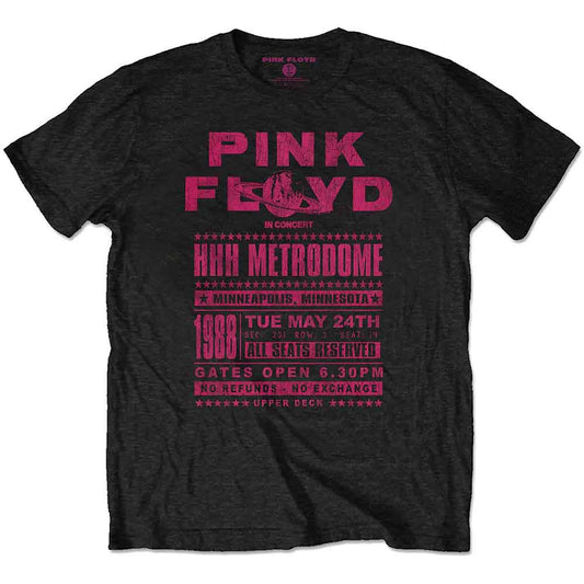 Black t-shirt with pink and purple Pink Floyd concert graphic.
