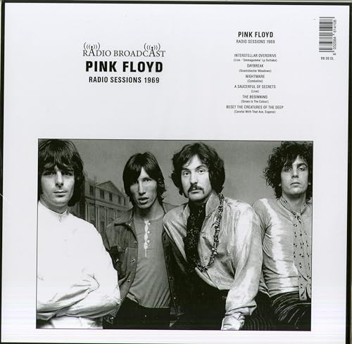 Back cover of Pink Floyd’s “Radio Sessions 1969” vinyl record with band photo.