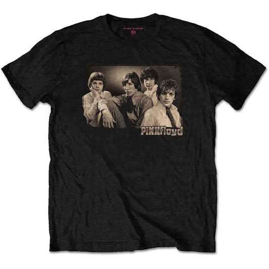 Black Pink Floyd t-shirt with sepia-toned band photo graphic.
