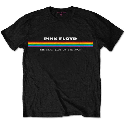 Black t-shirt with Pink Floyd logo and rainbow spectrum stripe.