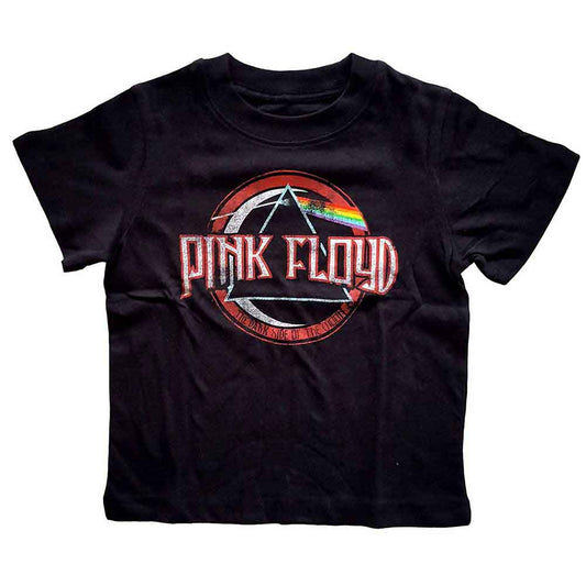 Black toddler t-shirt with Pink Floyd’s Dark Side of the Moon prism design.