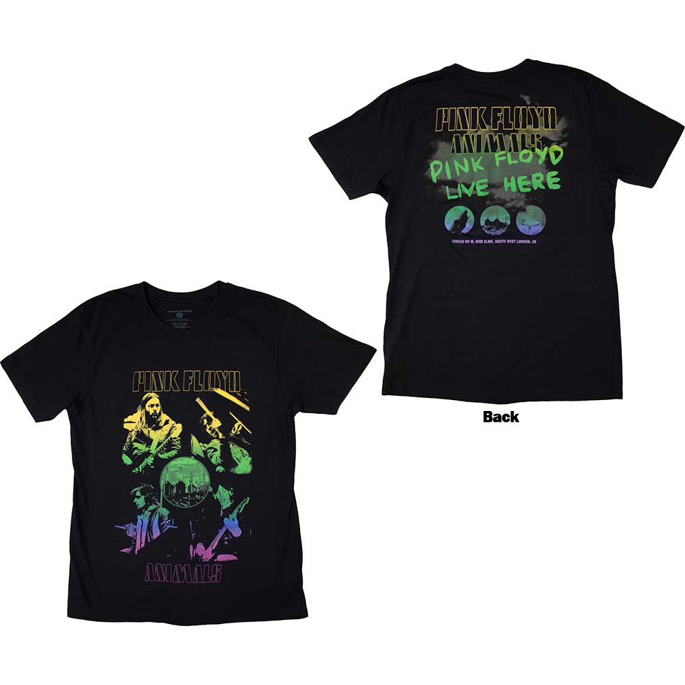 Pink Floyd Animals album cover rainbow photo back print on a unisex t-shirt.