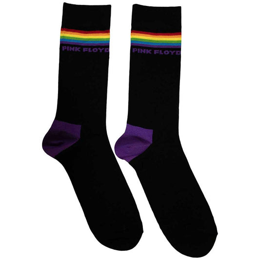Pink Floyd ankle socks with colorful prism stripe design, UK size 6-11.