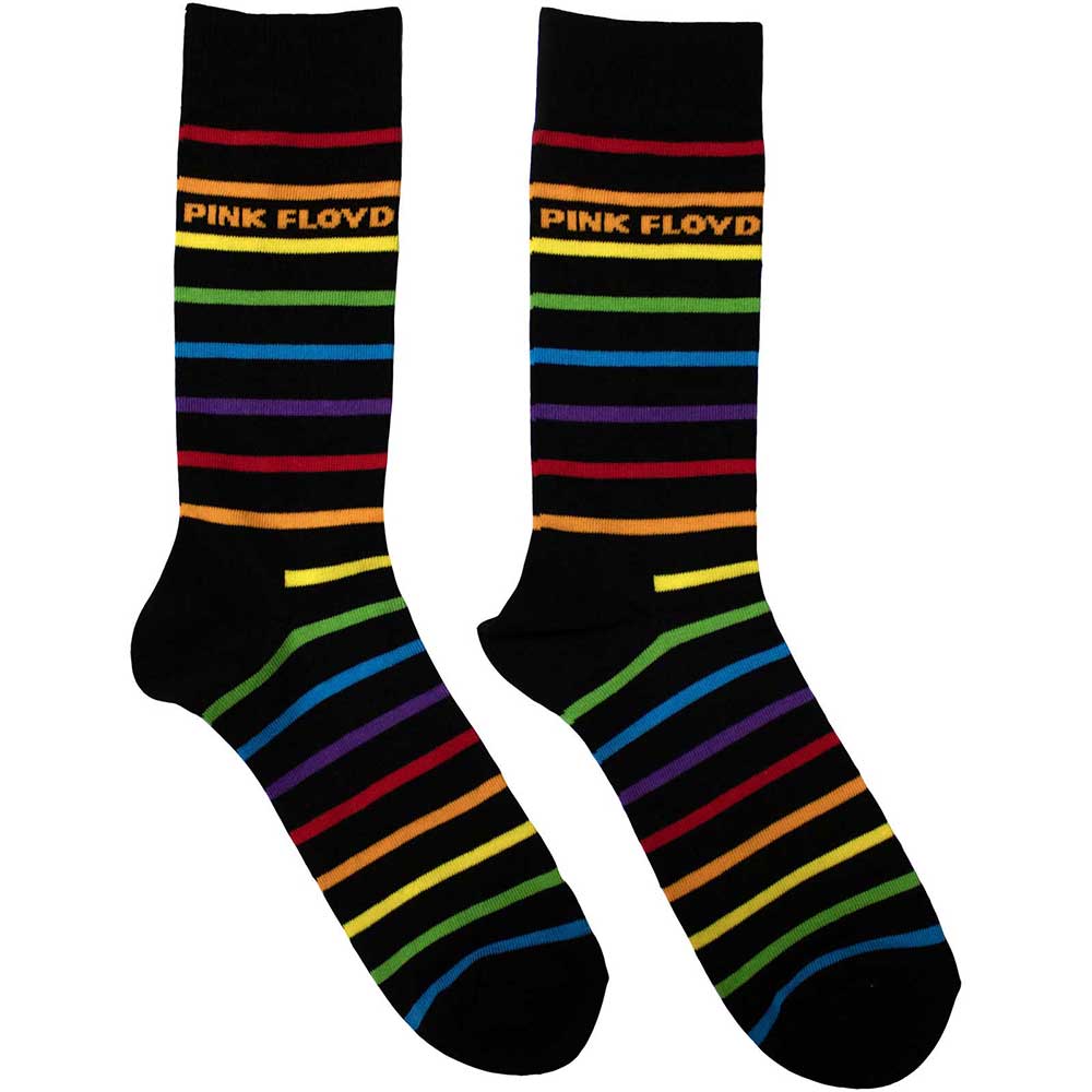 Pink Floyd ankle socks with wide, colourful stripes, UK size 6-11.