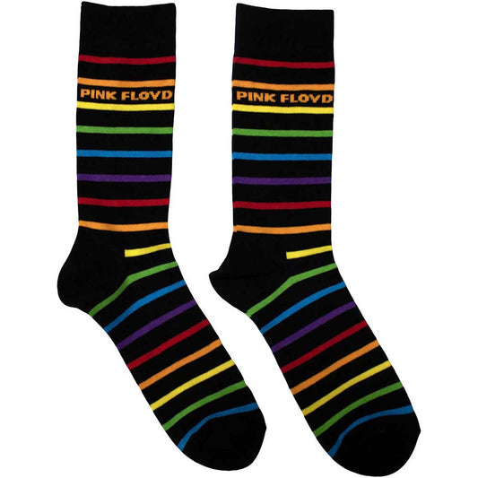 Pink Floyd ankle socks with wide, colourful stripes, UK size 6-11.