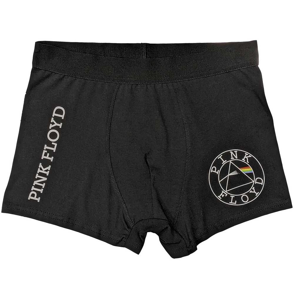 Pink Floyd boxers, small size, with a circular logo print.