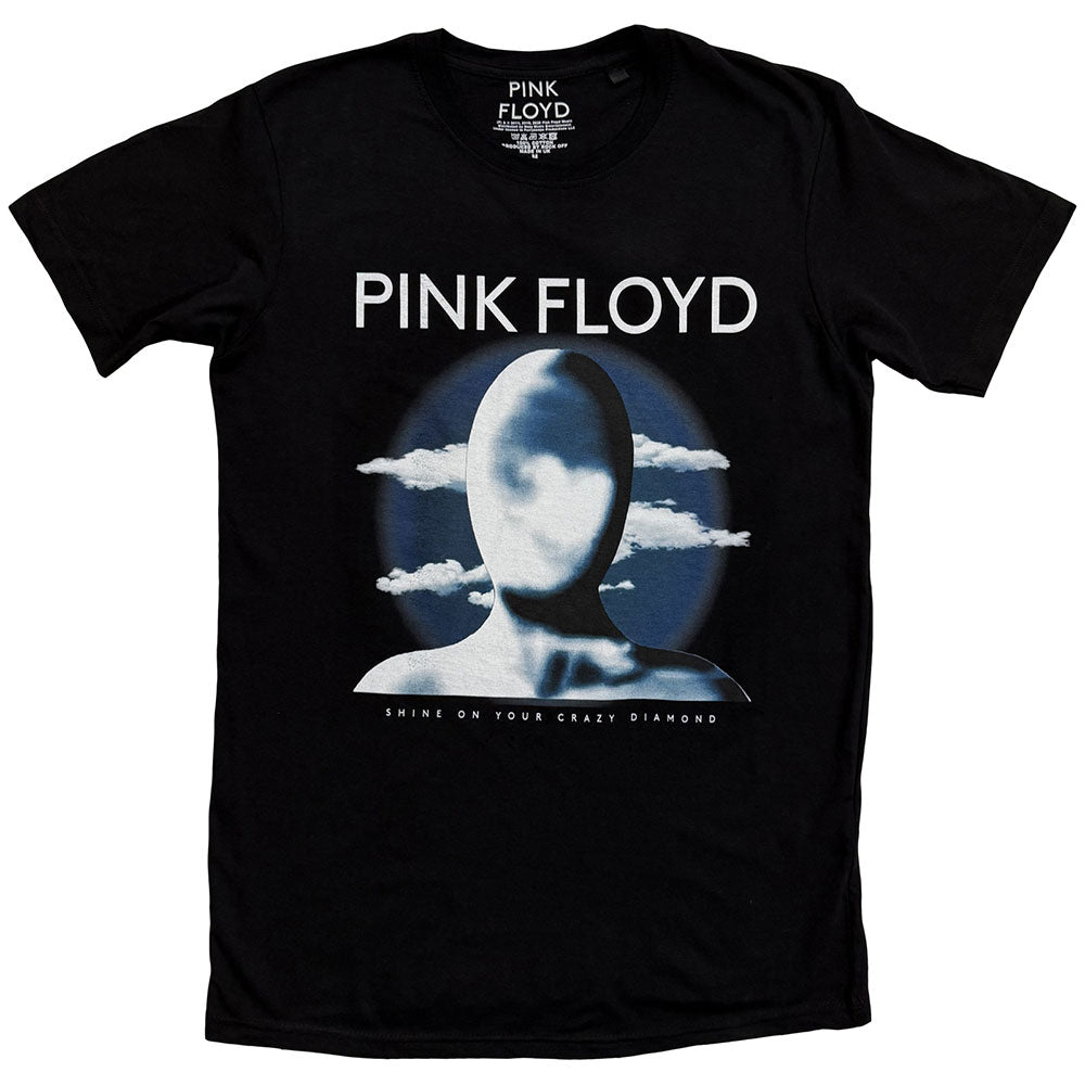 Black Pink Floyd t-shirt featuring a faceless head silhouette against a cloudy blue moon.