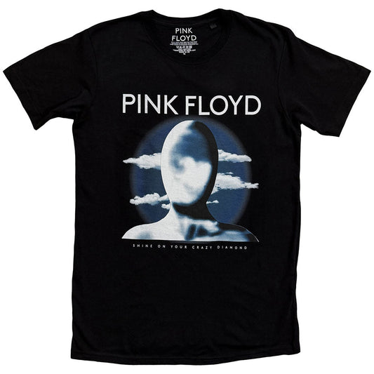 Black Pink Floyd t-shirt featuring a faceless head silhouette against a cloudy blue moon.