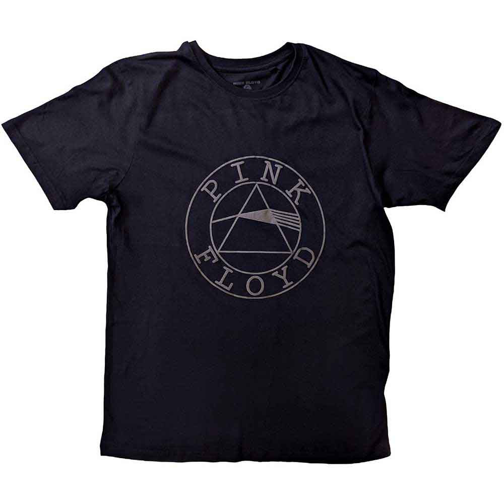 Pink Floyd unisex t-shirt featuring a white circular logo on a solid pink background.
