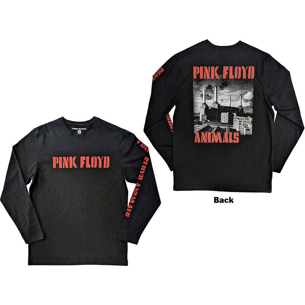 Pink Floyd Animals album cover art on a small, long-sleeved black t-shirt.