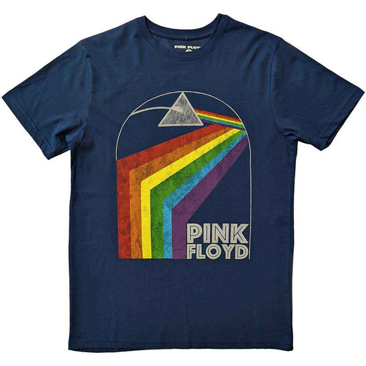Black unisex t-shirt featuring the iconic Pink Floyd prism and rainbow spectrum graphic.