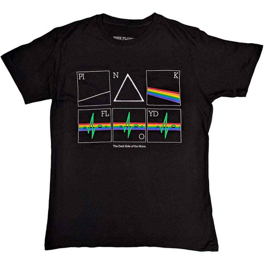 Pink Floyd t-shirt featuring a prism and heartbeat line graphic.