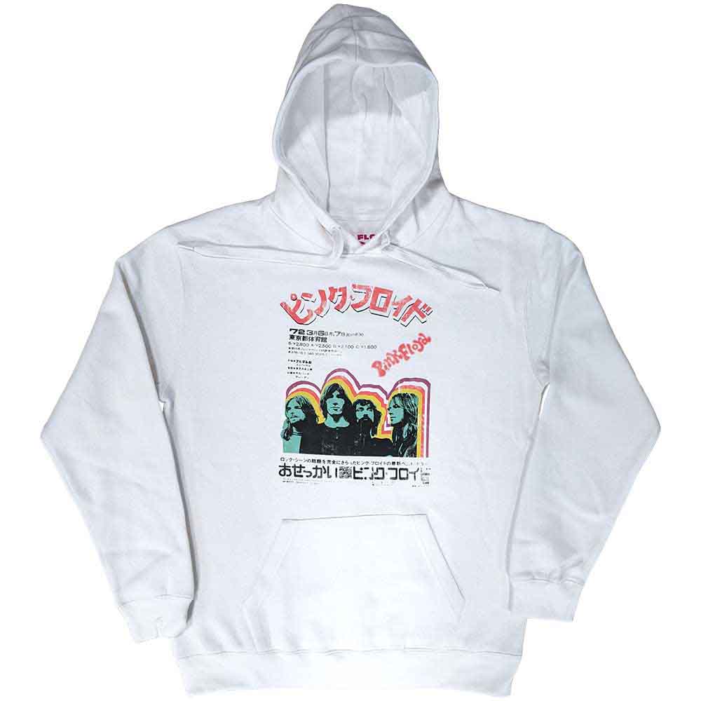 Pink Floyd pullover hoodie featuring a vintage Japanese concert poster graphic on the front.