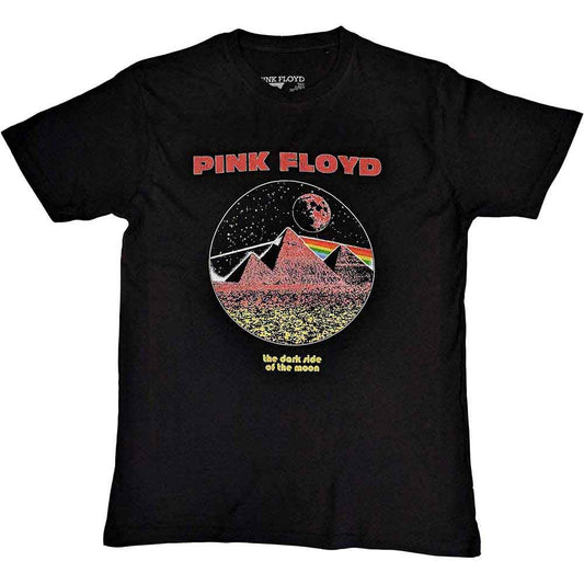 Pink Floyd t-shirt, small size, vintage-style pyramids graphic, light pink color.
