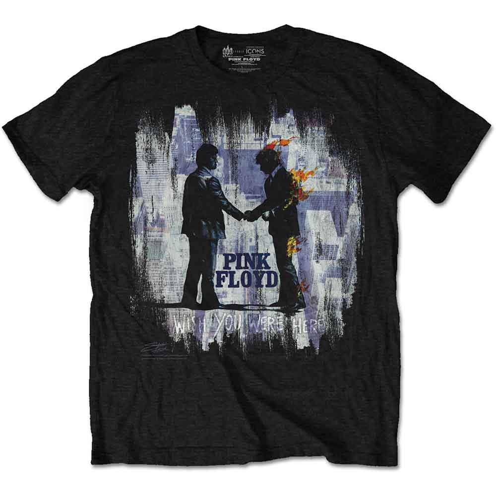 Black t-shirt featuring the Pink Floyd Wish You Were Here album cover art.