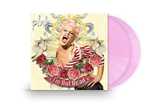 Pink’s “I’m Not Dead” vinyl record with pink disc and cover art.