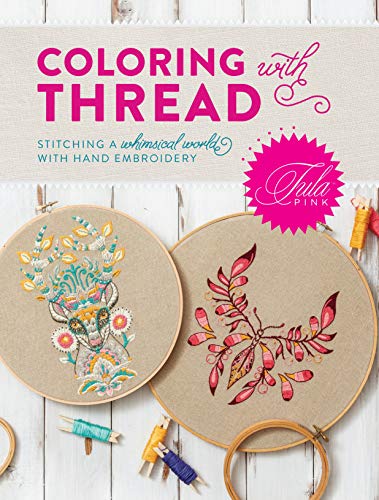 Book cover featuring colorful hand-embroidered animal portraits in hoops.