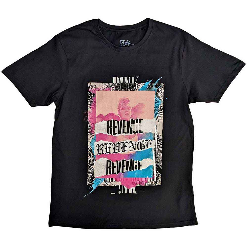 Pink, unisex t-shirt with "Revenge" text, size XX-Large, barcode present.