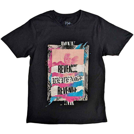Pink, unisex t-shirt with "Revenge" text, size XX-Large, barcode present.