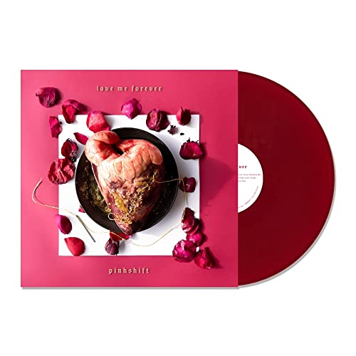 Pinkshift album cover with a heart-shaped roast and bone-colored vinyl record.