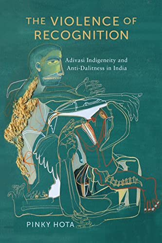 Book cover with stylized line art of intertwined figures on a dark green backgroundL background.