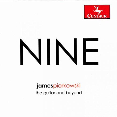 "Album cover with 'NINE' in large text, artist name, and red Centaur logo on white background."