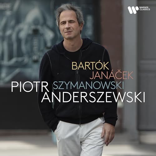 Piotr Anderszewski CD cover featuring the pianist in a black hoodie.
