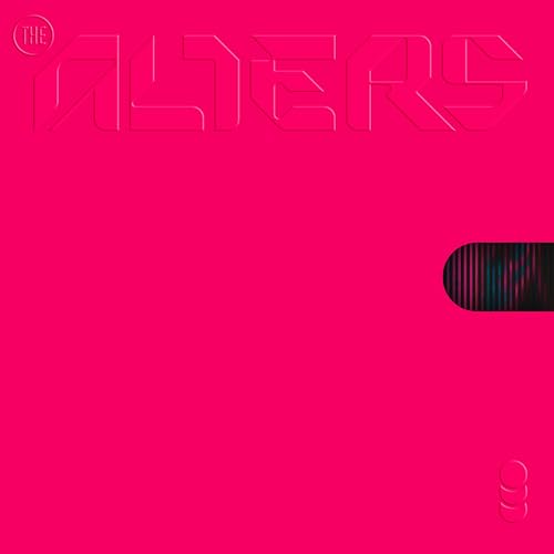 Pink album cover for “The Alters” with metallic text and abstract shapes.