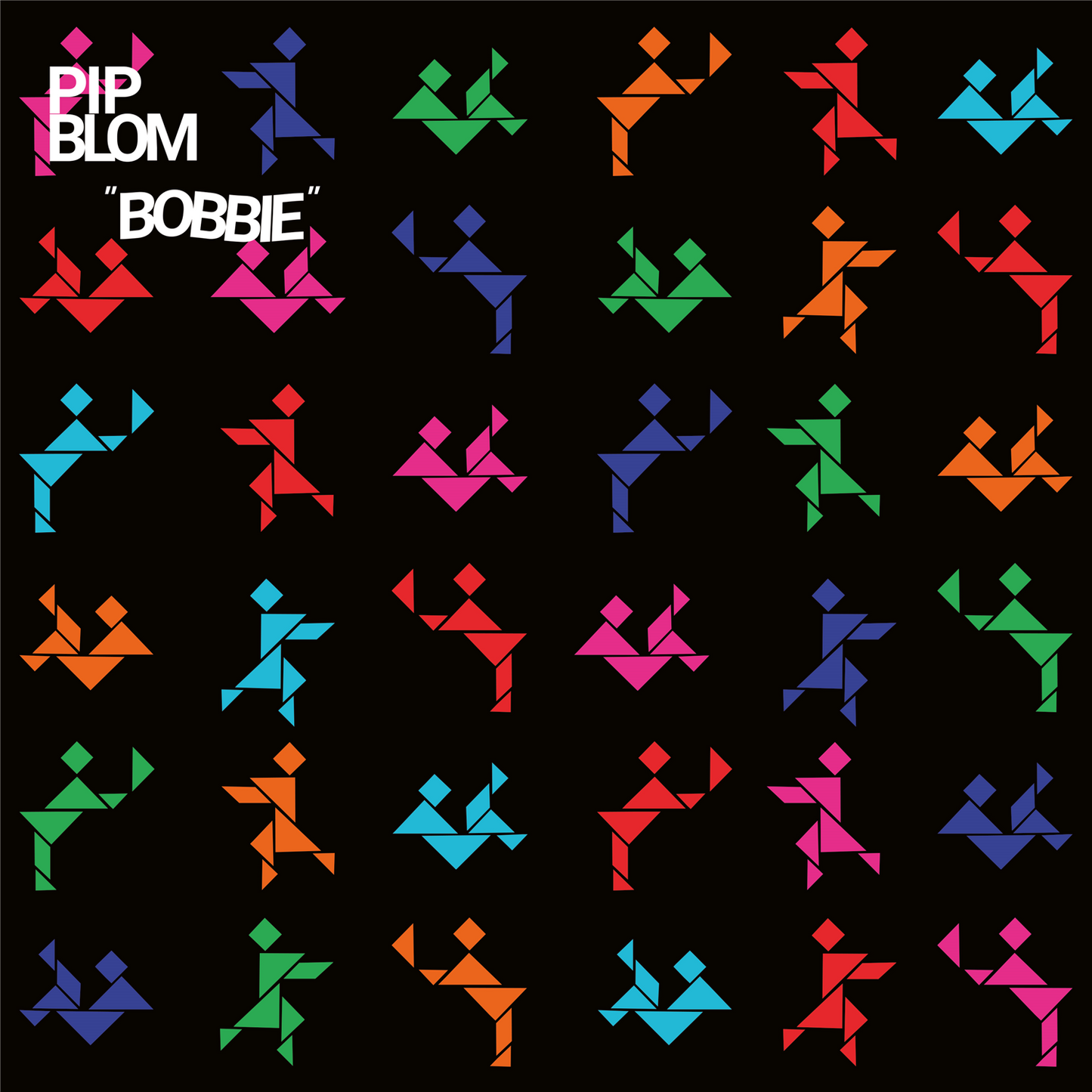 Pip Blom “Bobbie” CD cover: black background with repeating stylized figures.