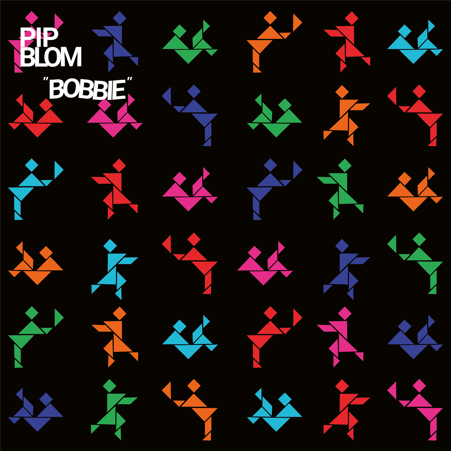 Pip Blom “Bobbie” CD cover: black background with repeating stylized figures.