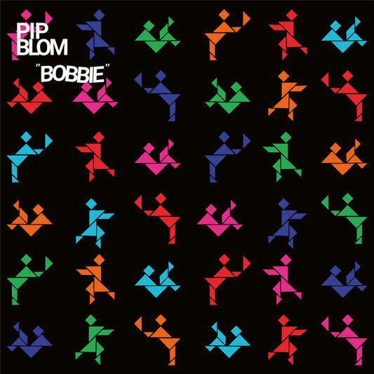 Pip Blom “Bobbie” CD cover: black background with repeating stylized figures.