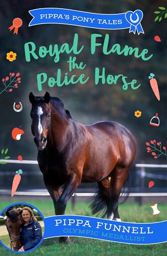Book cover featuring a brown horse in a field with decorative icons and text.
