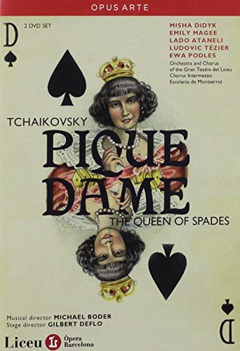 DVD cover for Tchaikovsky’s *Pique Dame* opera, featuring playing cards and portraits.