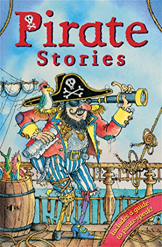 Book cover: cartoon pirate with telescope, parrot, and ship background.