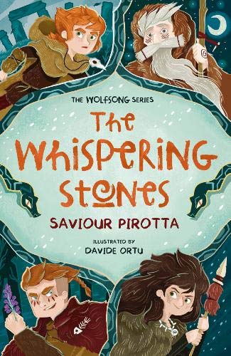 Misty forest scene with wolf, ancient stones, and mystical atmosphere on book cover.