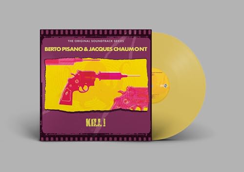 Vinyl record with a purple cover featuring a red handgun illustration.